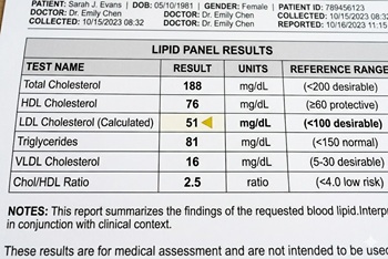 Cholesterol report graphic