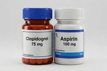bottle of aspirin and clopidogrel