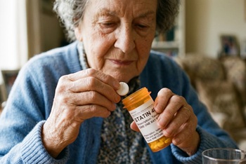Elderly patient and statin therapy illustration